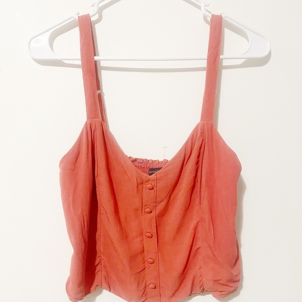 Hollister Coral Red Button Accent Sweetheart Tank